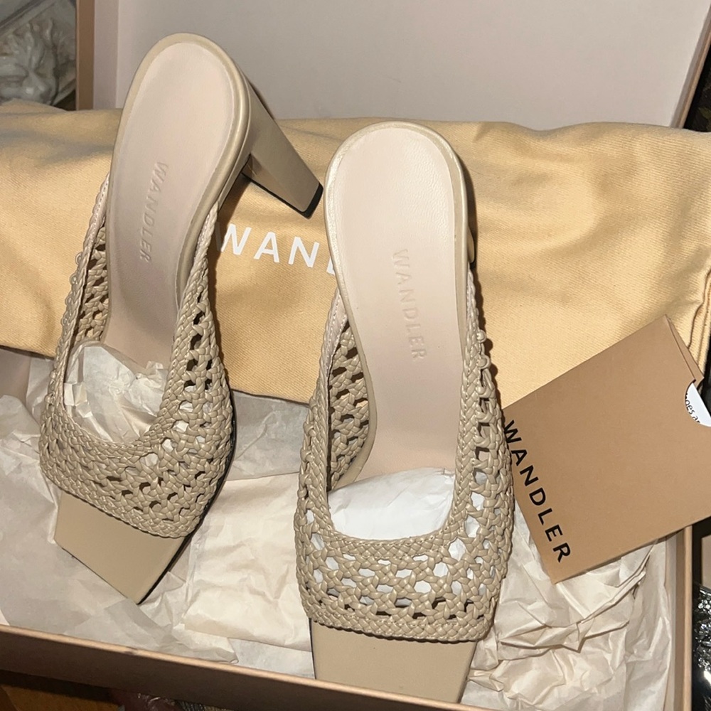 Wandler leather crochet heels